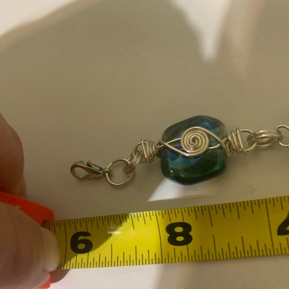 Wire wrapped sea glass link bracelet - Picture 2 of 3
